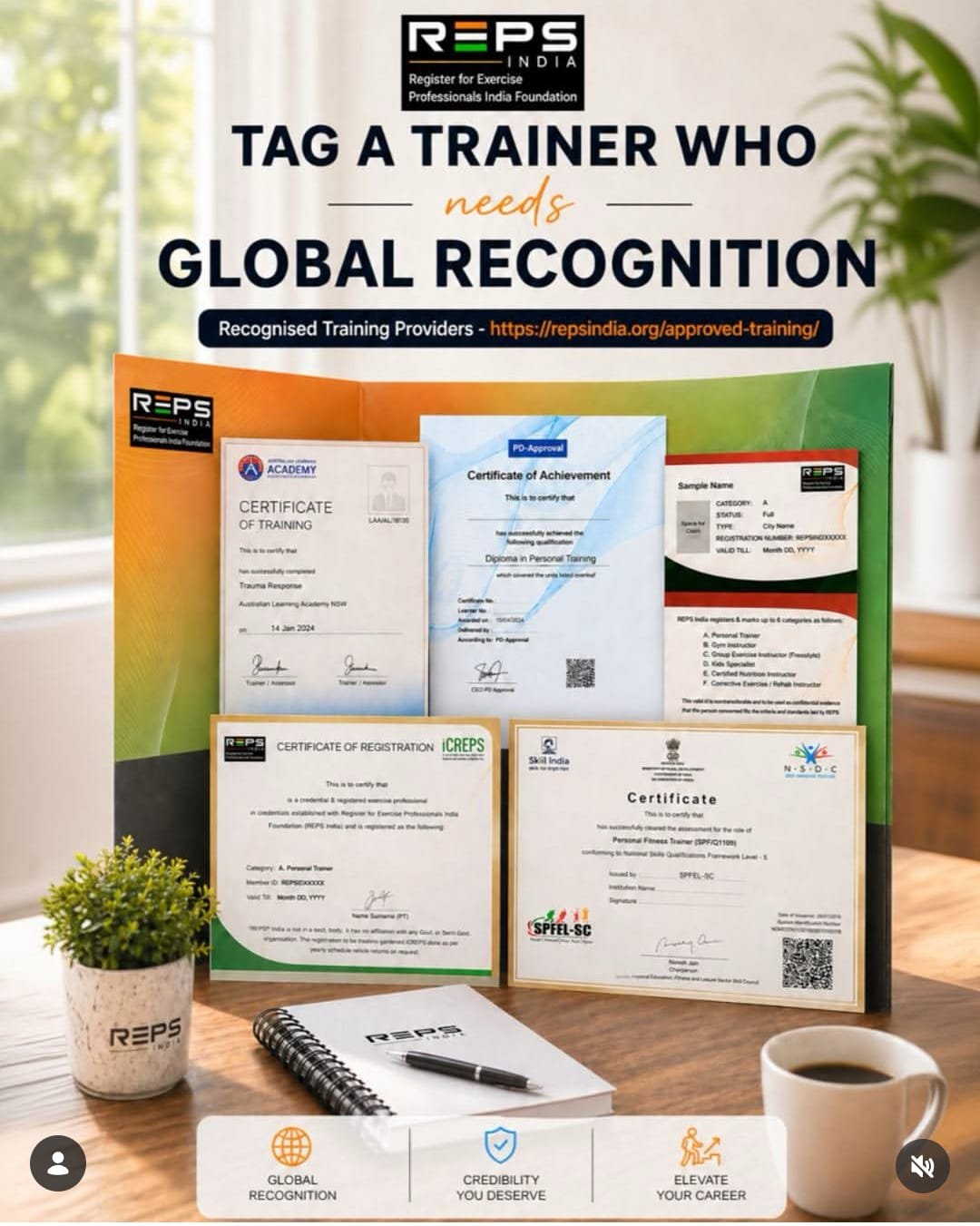 REPS India Global Recognition - Sample Certificates